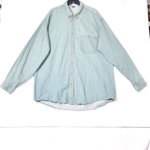 King Size for Big & Tall Men Vintage Button Down Green Shirt Size XLT